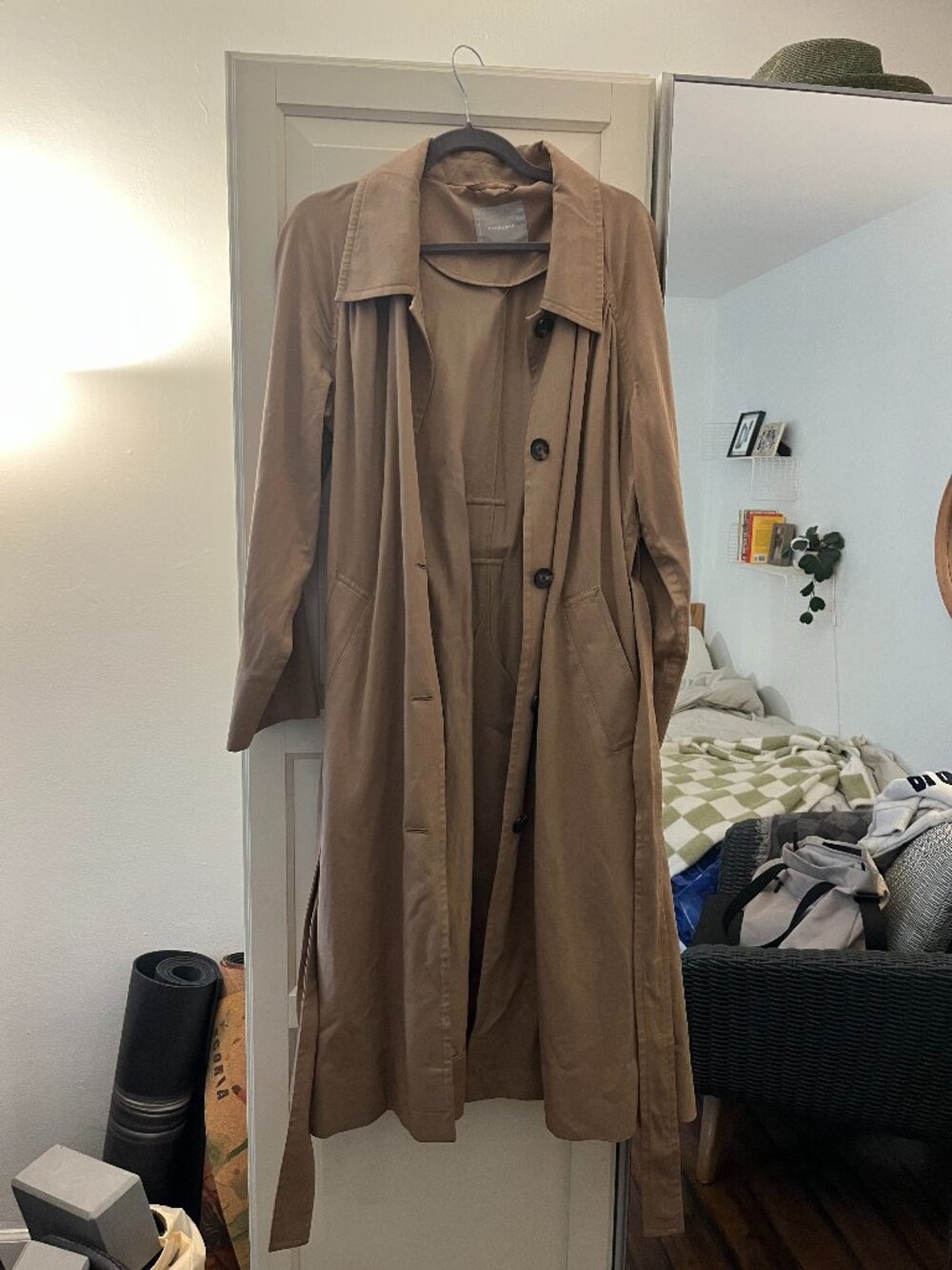 Everlane Gathered Drape Trench Coat in Smoke
